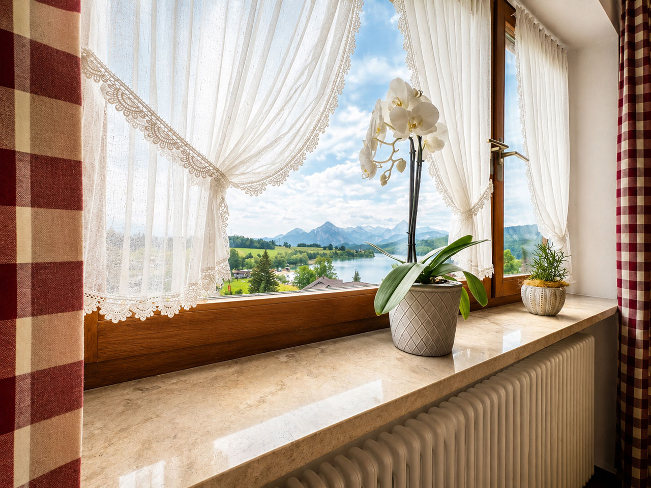 Aussicht auf den Weissensee von Zimmer Nr2 Ferienwohnung im Hotel Steigmühle