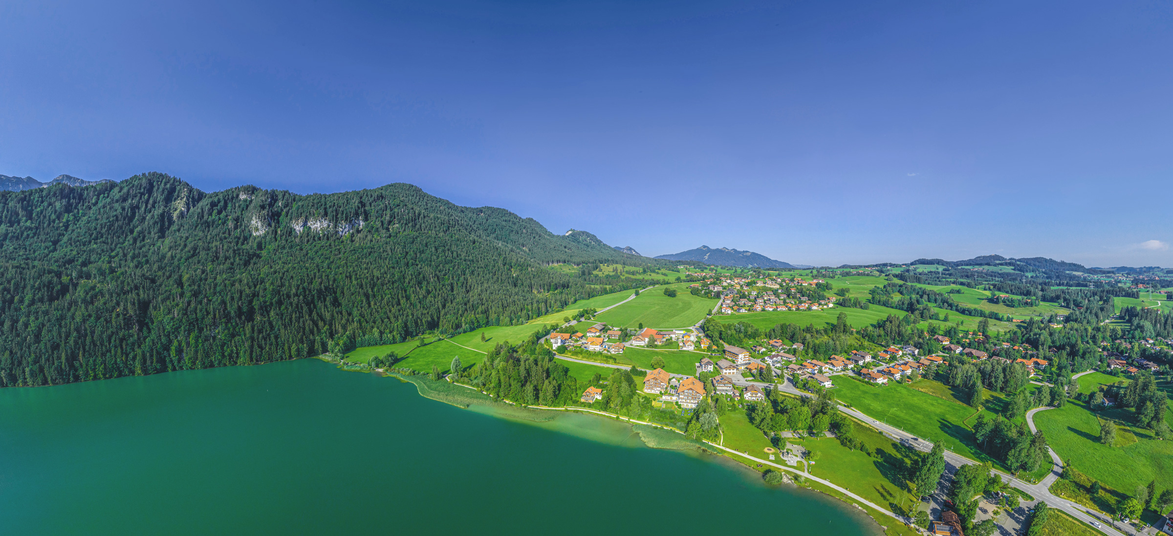 Luftaufnahme Oberkirch am Weissensee im Allgäu bei Füssen